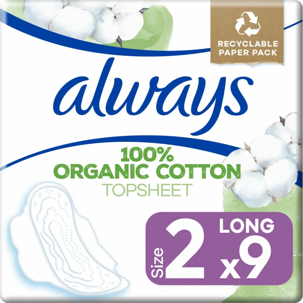 Always Maandverband Bio Cotton Protection Ultra Long met Vleugels 9 stuks