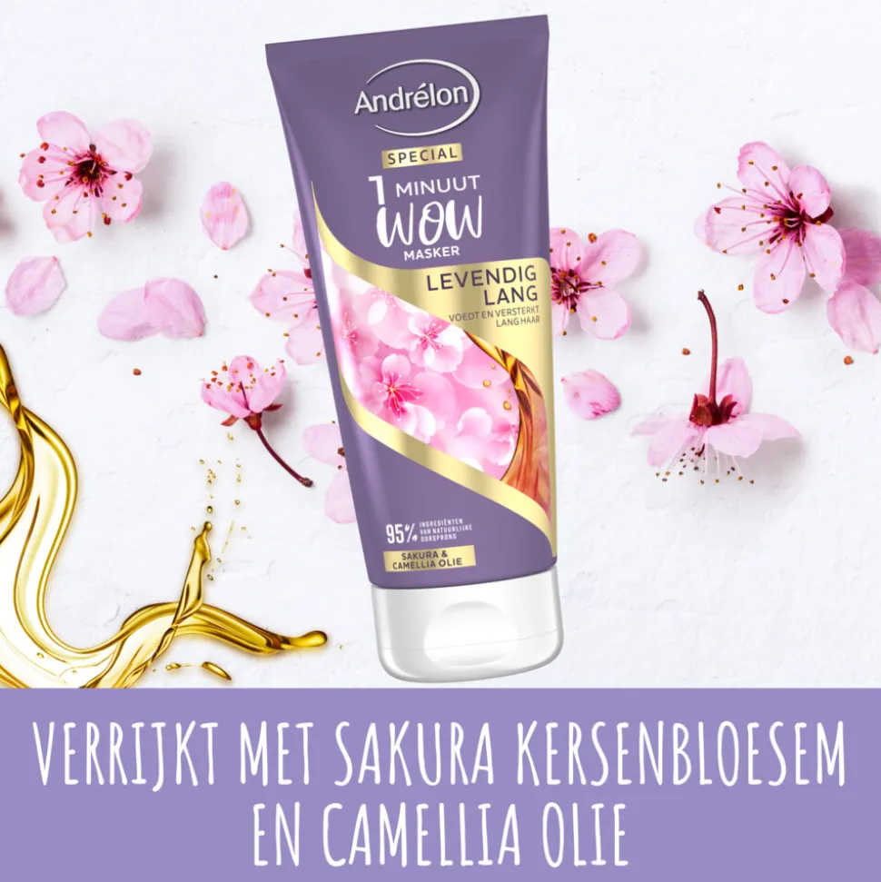 Andrélon 1 Minuut Wow Masker Levendig Lang 180 ml