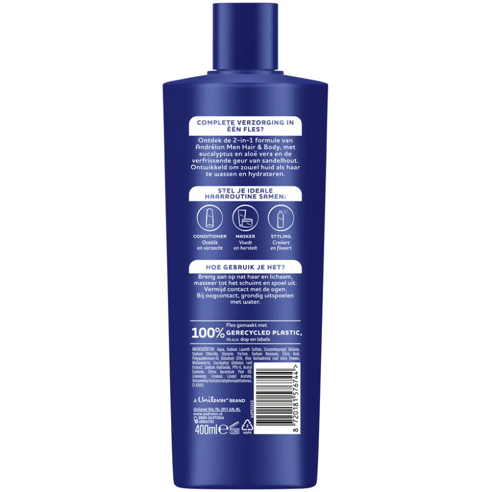 Andrélon Shampoo Hair & Body for Men 400 ml