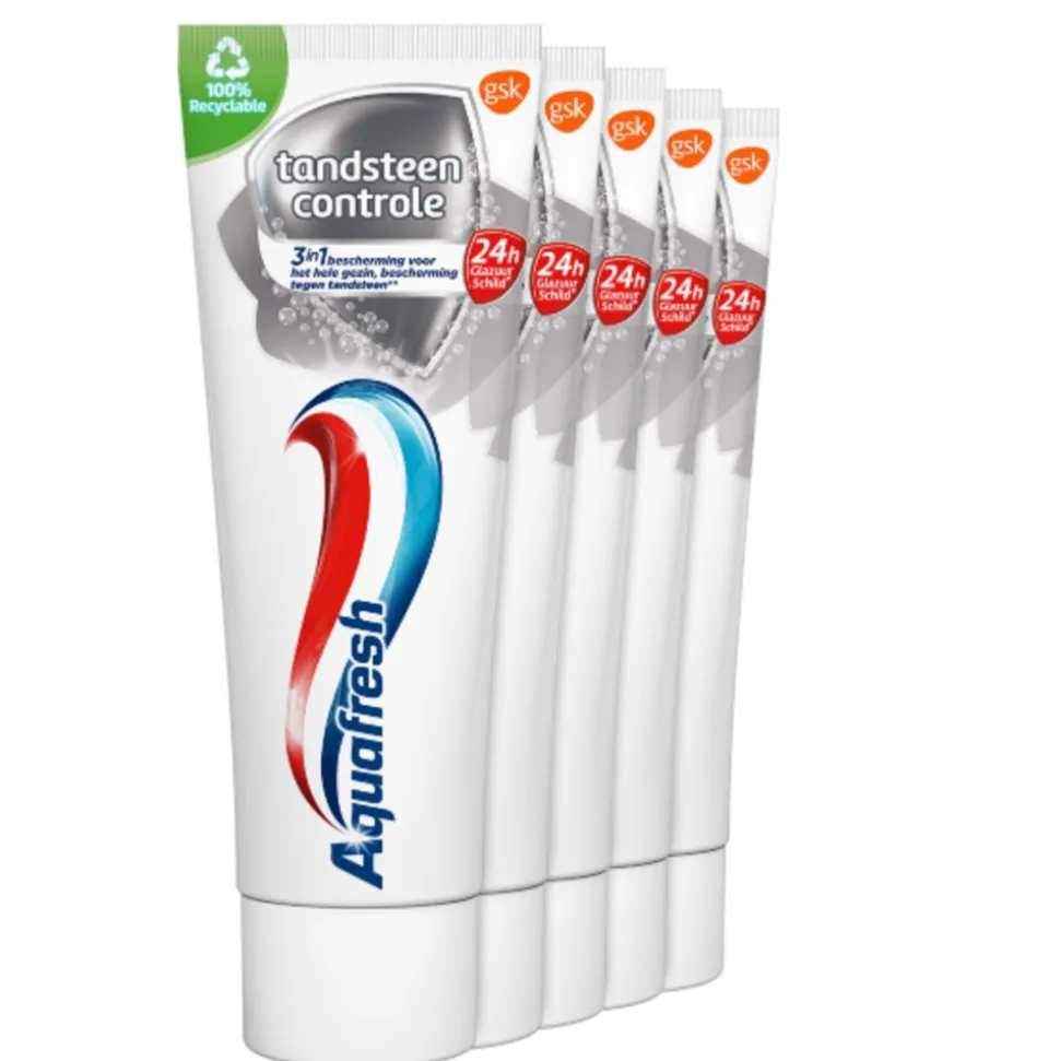 Aquafresh Tandpasta Tandsteen Controle Frisse Adem 5 stuks