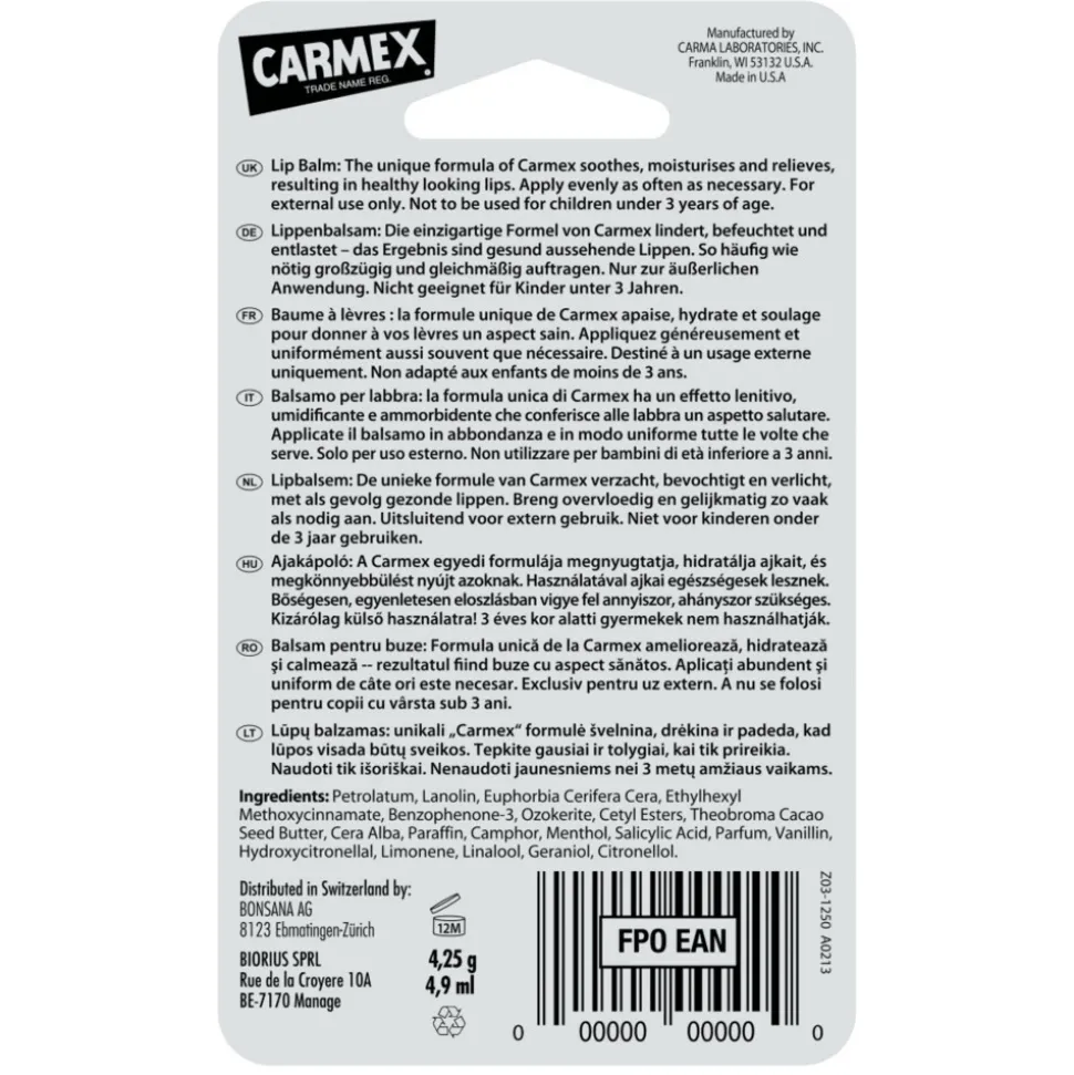 Carmex Lippenbalsem Classic Stick SPF15 4,25 gr