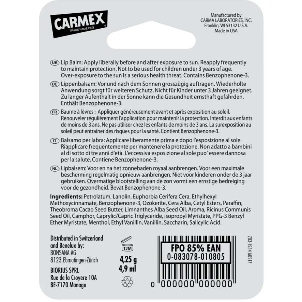 Carmex Lippenbalsem Vanilla Stick 4,25 gr