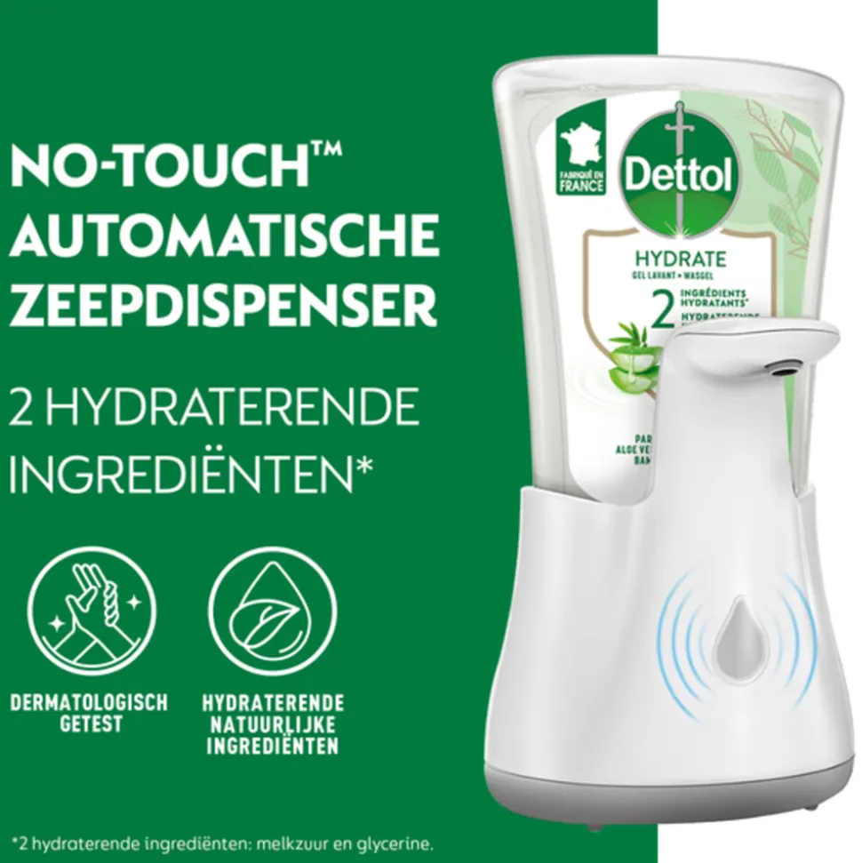 Dettol No-Touch Automatische Zeepdispenser Zilver Aloe Vera Navulling 250 ml