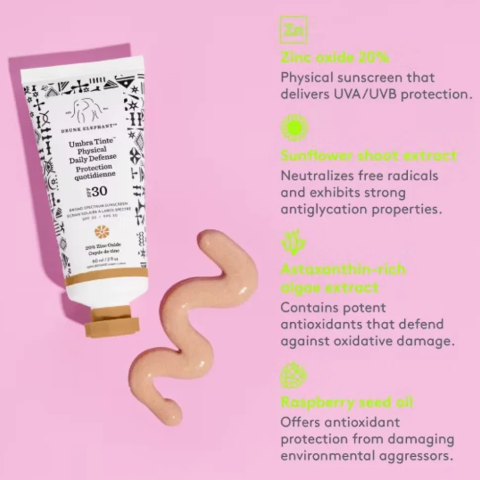 Drunk Elephant Umbra Tinte Physical Daily Defense SPF 30 Zonnebrandcreme 60ml