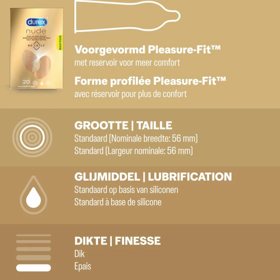 Durex - Extra Safe Condooms 20 stuks & Nude No Latex 20 stuks Pakket