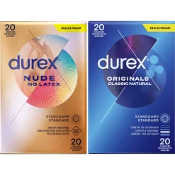 Durex - Nude No Latex Condooms 20 stuks & Classic Natural Condooms 20 stuks - Pakket