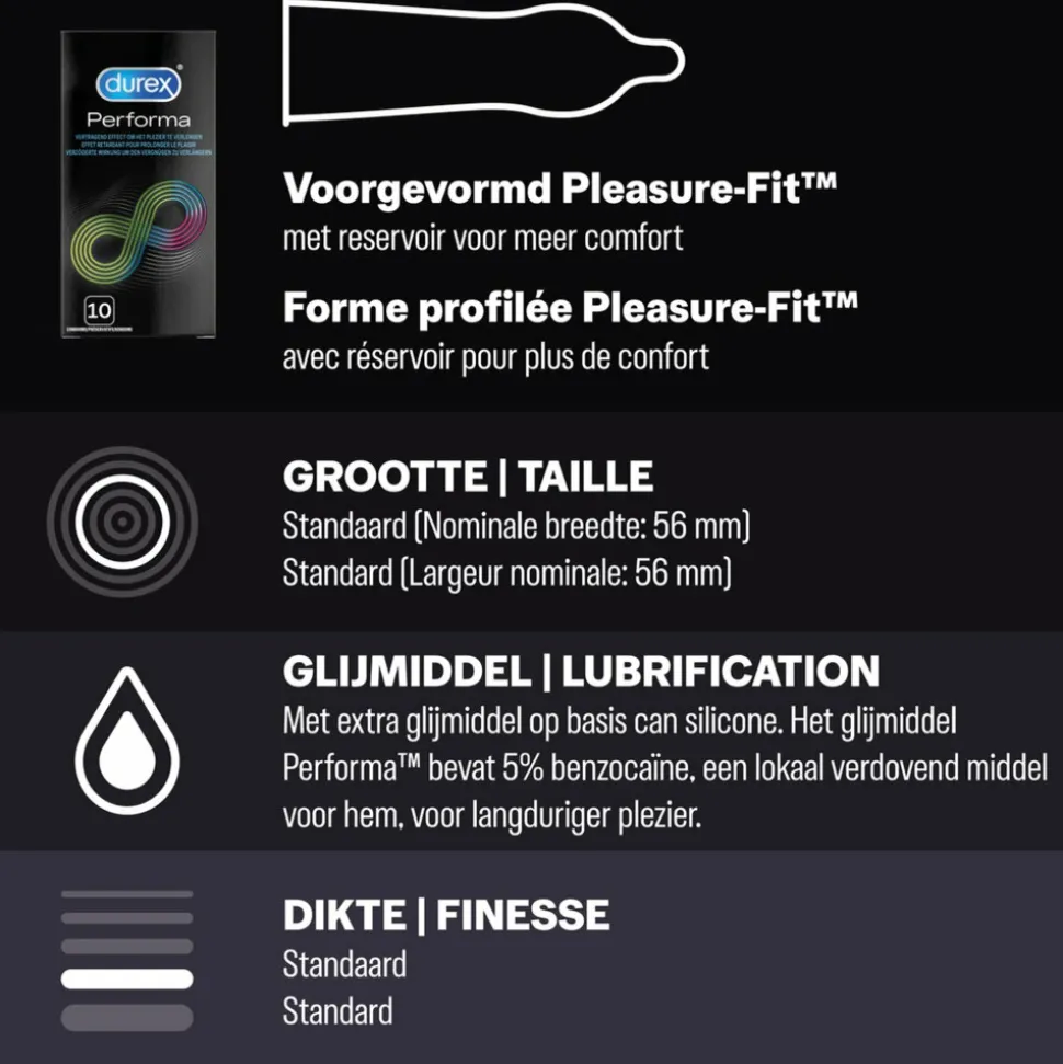 Durex - Pleasure Me Condooms 10 stuks, Orgasm Intense Condooms 10 stuks & Performa Condooms10 stuks - Pakket