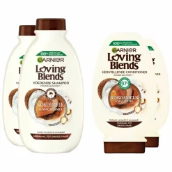 Garnier Loving Blends Kokosmelk en Macadamia Shampoo - 2x 300 ml & Conditioner 2x 250 ml - Pakket
