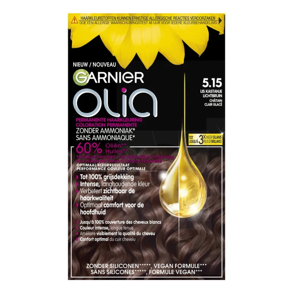 Garnier Olia Permanente Crèmekleuring 5.15 Kastanje Lichtbruin 1 set
