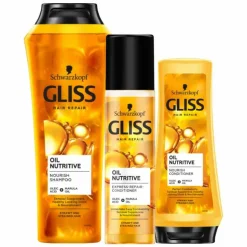 Gliss Oil Nutrive - Shampoo, Conditioner & Anti-klit Spray - Pakket
