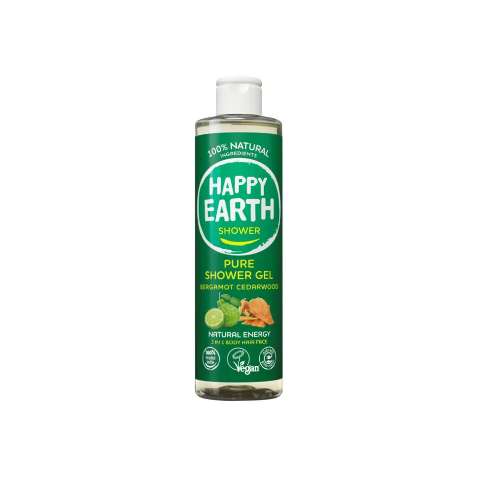 Happy Earth Douchegel Bergamot Cedarwood 100% Natuurlijk 300 ml