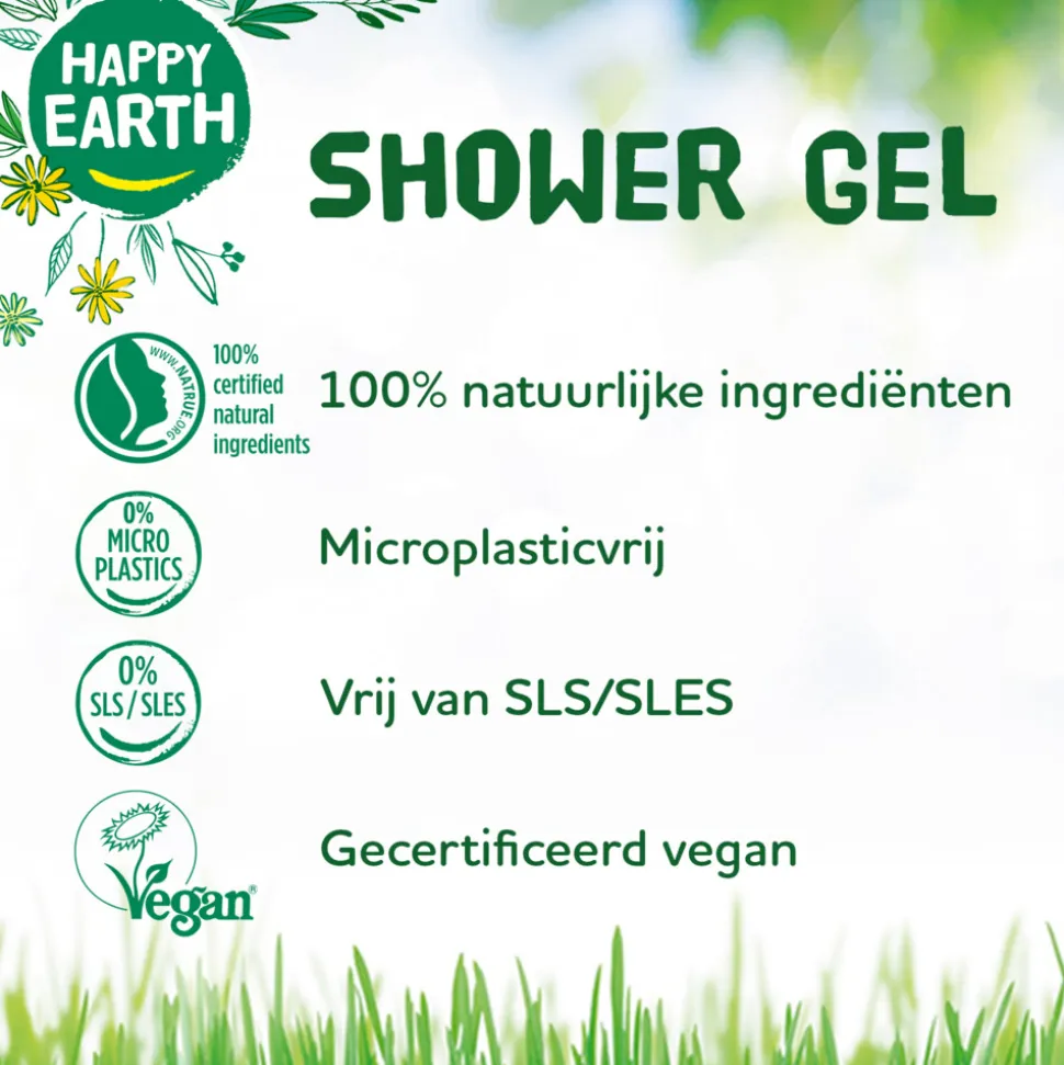 Happy Earth Douchegel Bergamot Cedarwood 100% Natuurlijk 300 ml