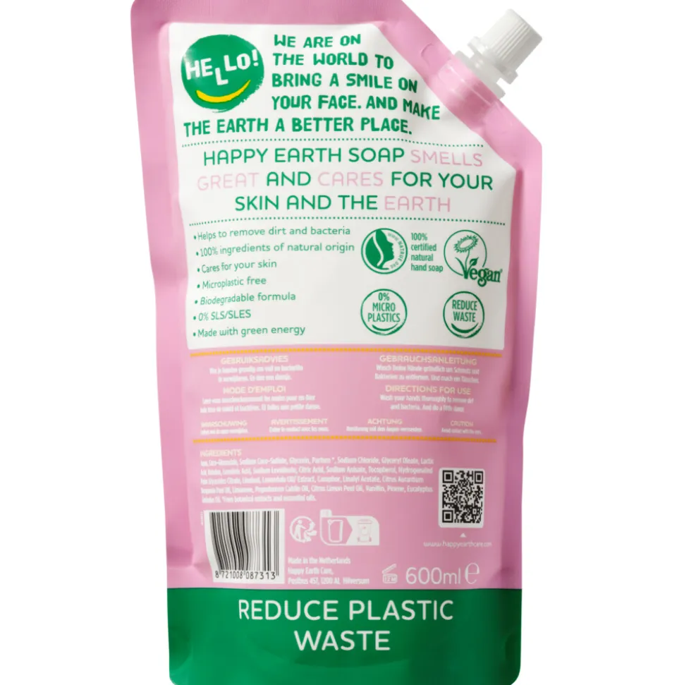 Happy Earth Handzeep Navulling Lavender Ylang 100% Natuurlijk 600 ml