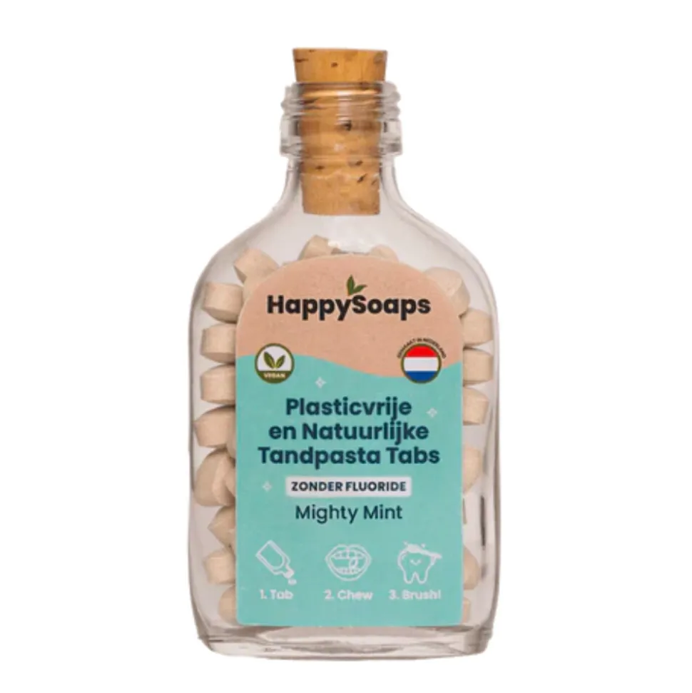 HappySoaps Tandpasta Tabs zonder Fluoride Mighty Mint 130 gr