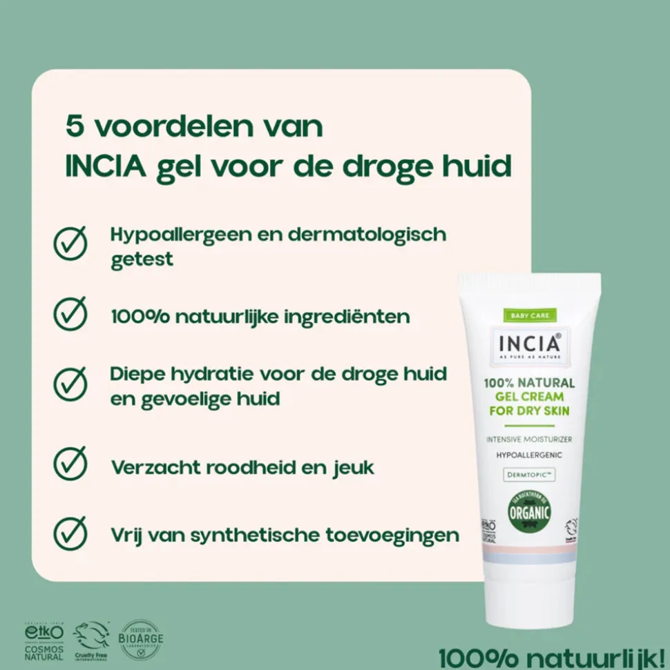 INCIA 100% Natuurlijke Gelcrème Droge Huid 60 ml