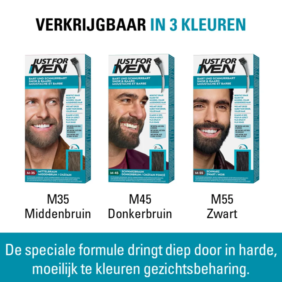 Just for Men Snor en Baard Middenbruin M35 1 set