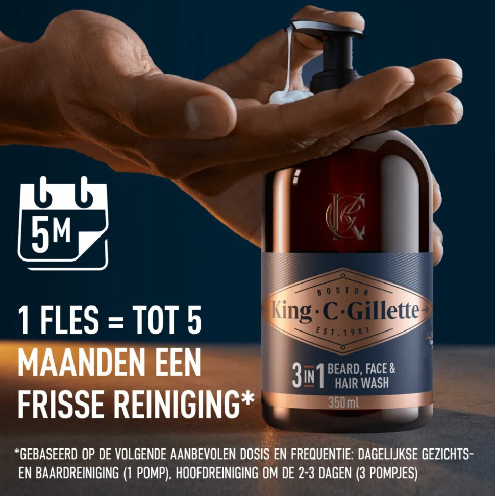 King C. Gillette Baard- en Gezichtsreiniger 350 ml