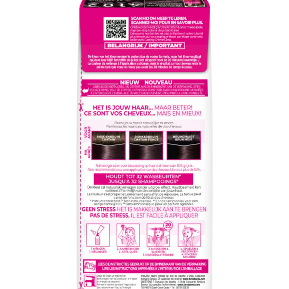 L'Oréal Casting Crème Gloss Semi-Permanente Haarkleuring 4102 Parelmoer Kastanjebruin