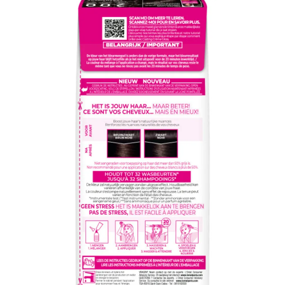 L'Oréal Casting Crème Gloss Semi-Permanente Haarkleuring 200 Zeer Donkerbruin