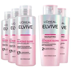 L'Oréal Elvive Glycolic Gloss - Shampoo 3 x 200 ml & Conditioner 2 x 200 ml - Pakket
