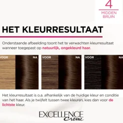L'Oréal Excellence Crème Permanente Crèmekleuring 4 Middenbruin