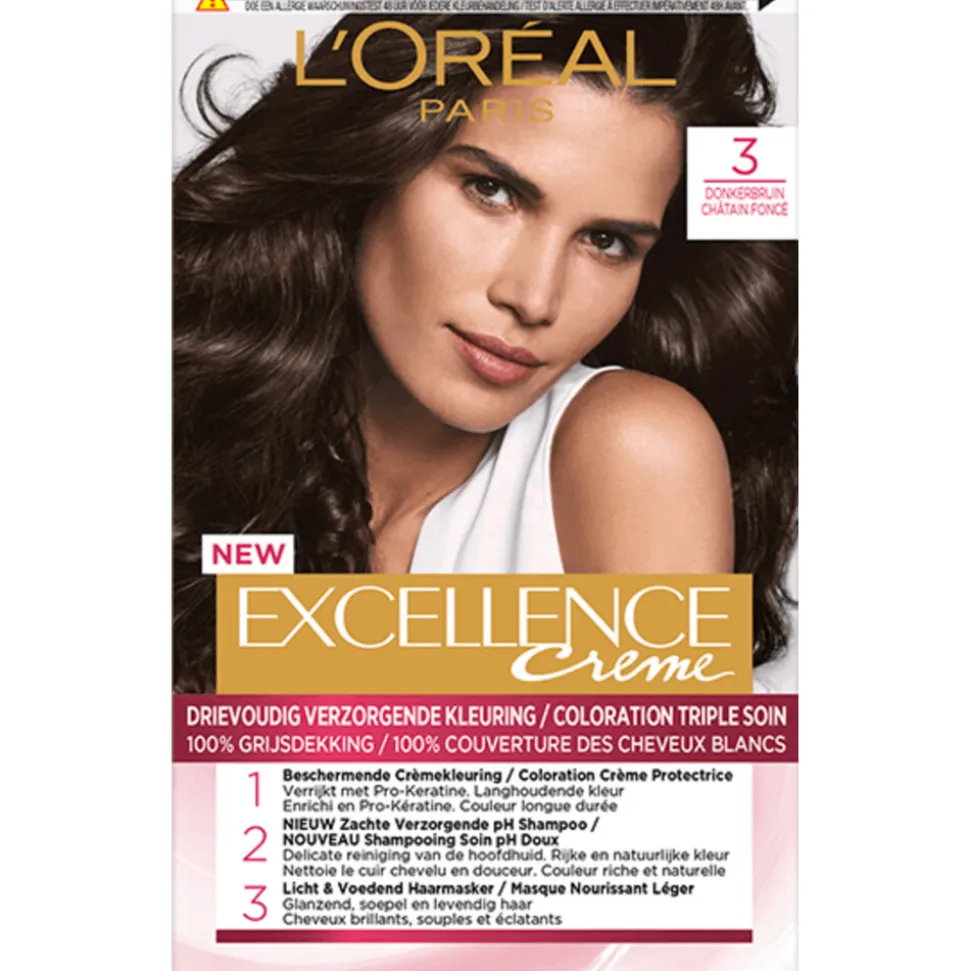 L'Oréal Excellence Crème Permanente Crèmekleuring 3 Donkerbruin