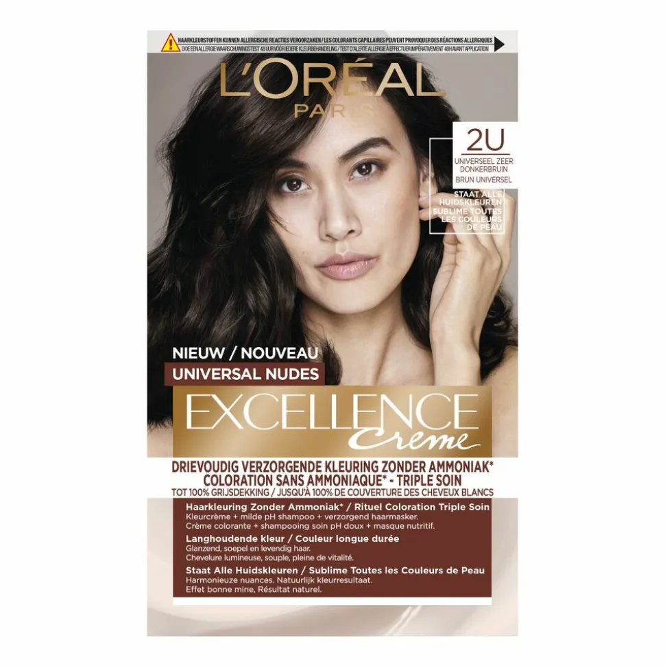 L'Oréal Excellence Crème Universal Nudes Permanente Haarkleuring 2U Universeel Zeer Donkerbruin