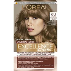 L'Oréal Excellence Crème Universal Nudes Permanente Haarkleuring 6U Universeel Donkerblond