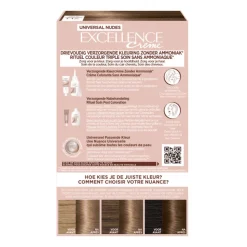 L'Oréal Excellence Crème Universal Nudes Permanente Haarkleuring 7U Universeel Middenblond