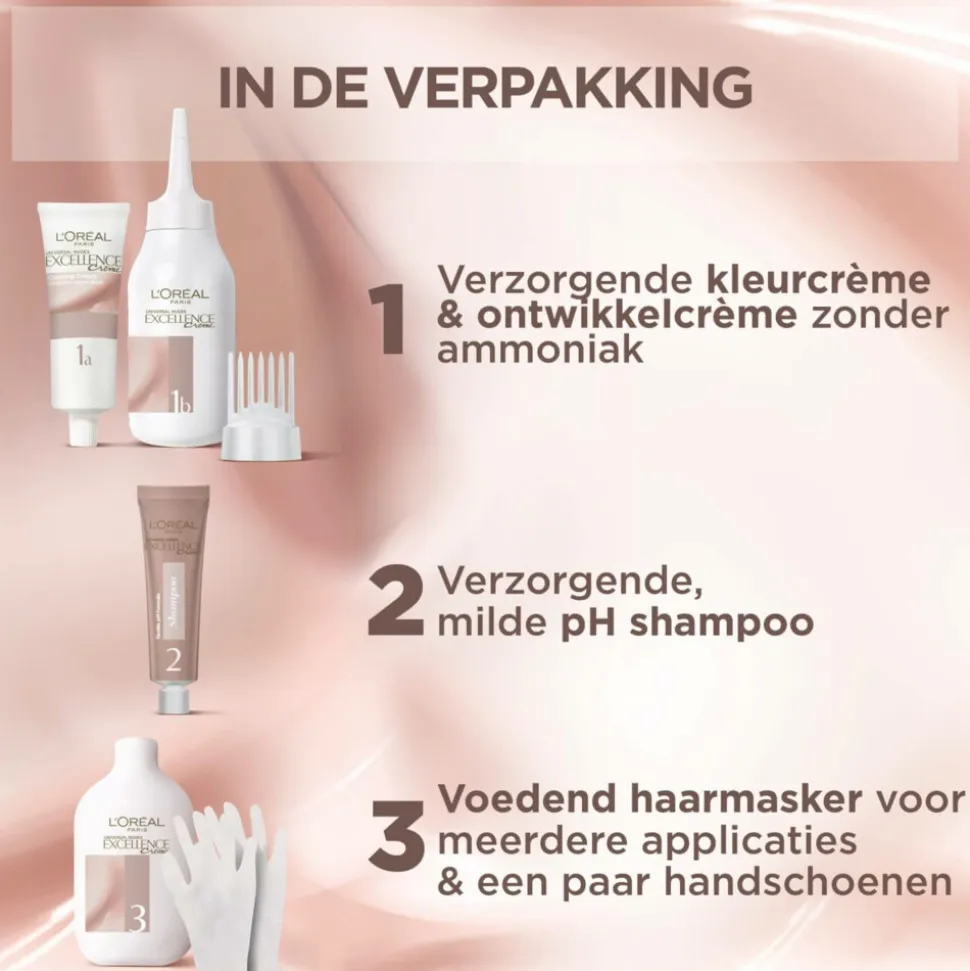 L'Oréal Excellence Crème Universal Nudes Permanente Haarkleuring 7U Universeel Middenblond