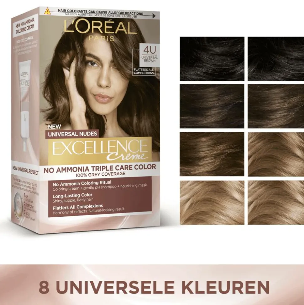L'Oréal Excellence Crème Universal Nudes Permanente Haarkleuring 7U Universeel Middenblond