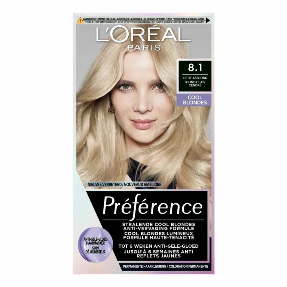 L'Oréal Préférence Cool Blondes Permanente Haarkleuring 8.1 Licht Asblond