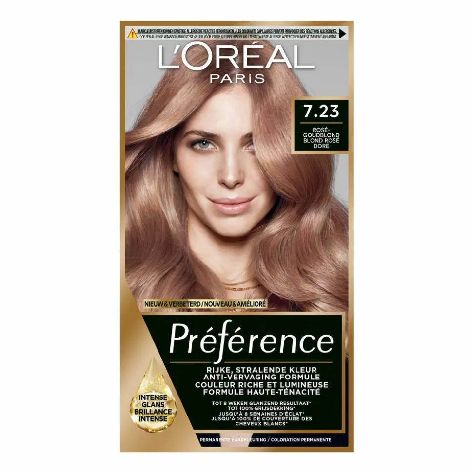 L'Oréal Préférence Permanente Haarkleuring 7.23 Rosegoud Blond