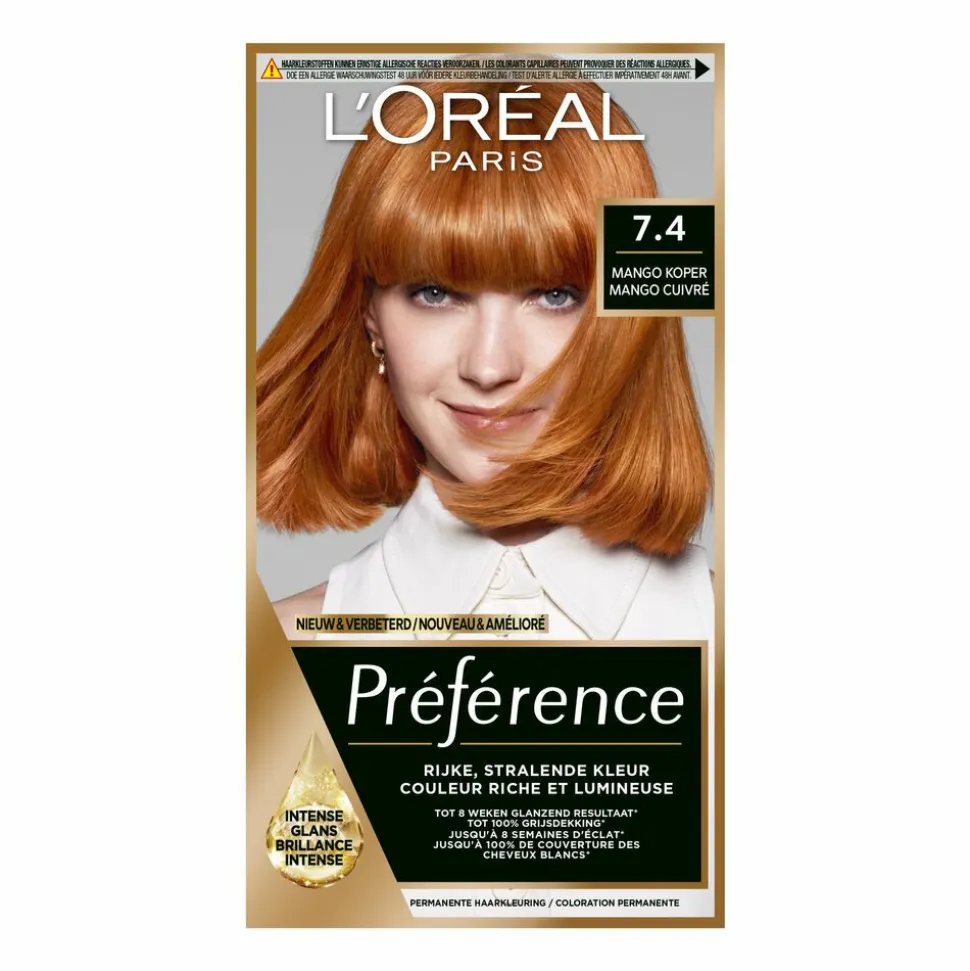 L'Oréal Préférence Permanente Haarkleuring 7.4 Mango Koper