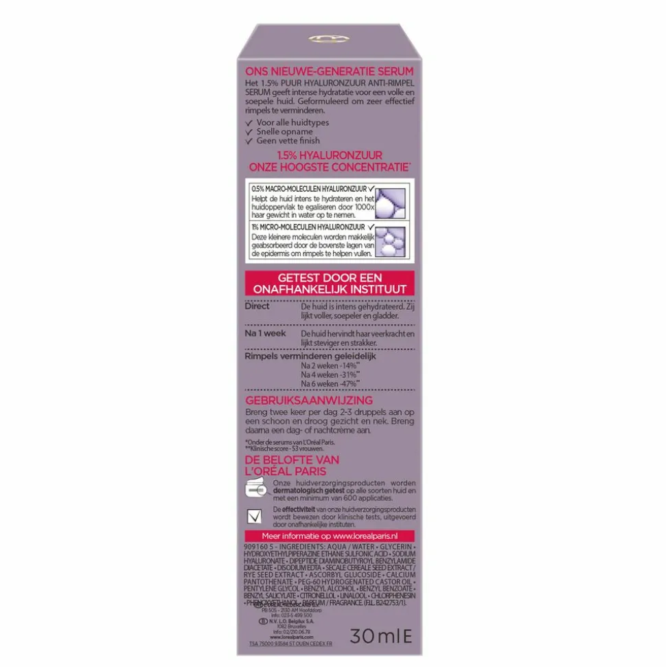 L'Oréal Revitalift Filler Serum 1.5 procent Hyaluronzuur 30 ml