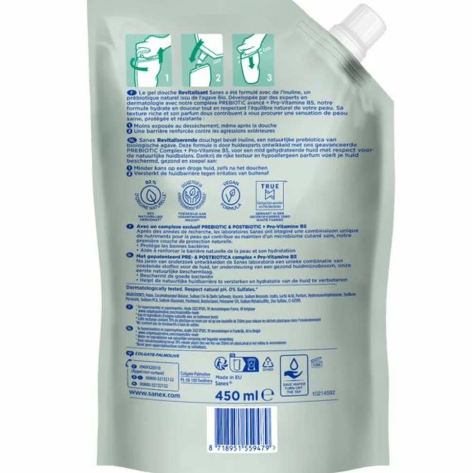 Sanex Agave Revitalizing Douchegel Navulling 450 ml