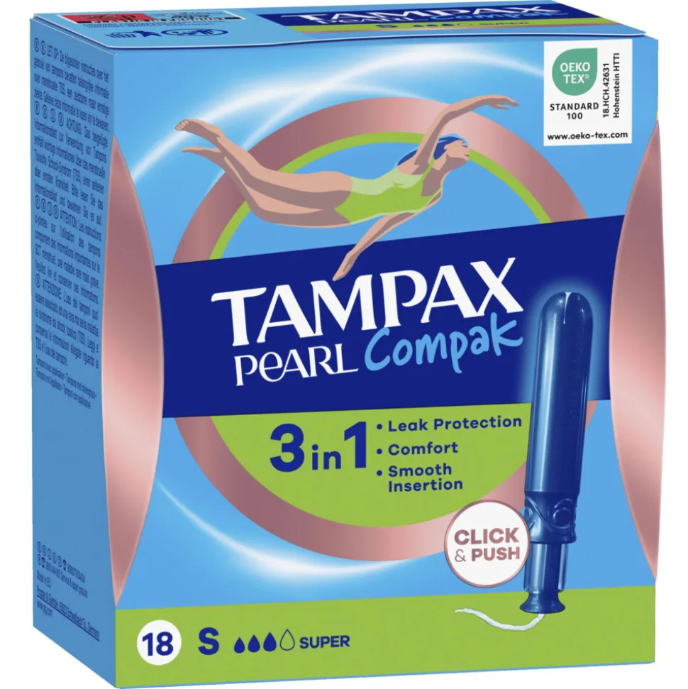 Tampax Pearl Compak Super Tampons met Inbrenghuls 18 stuks