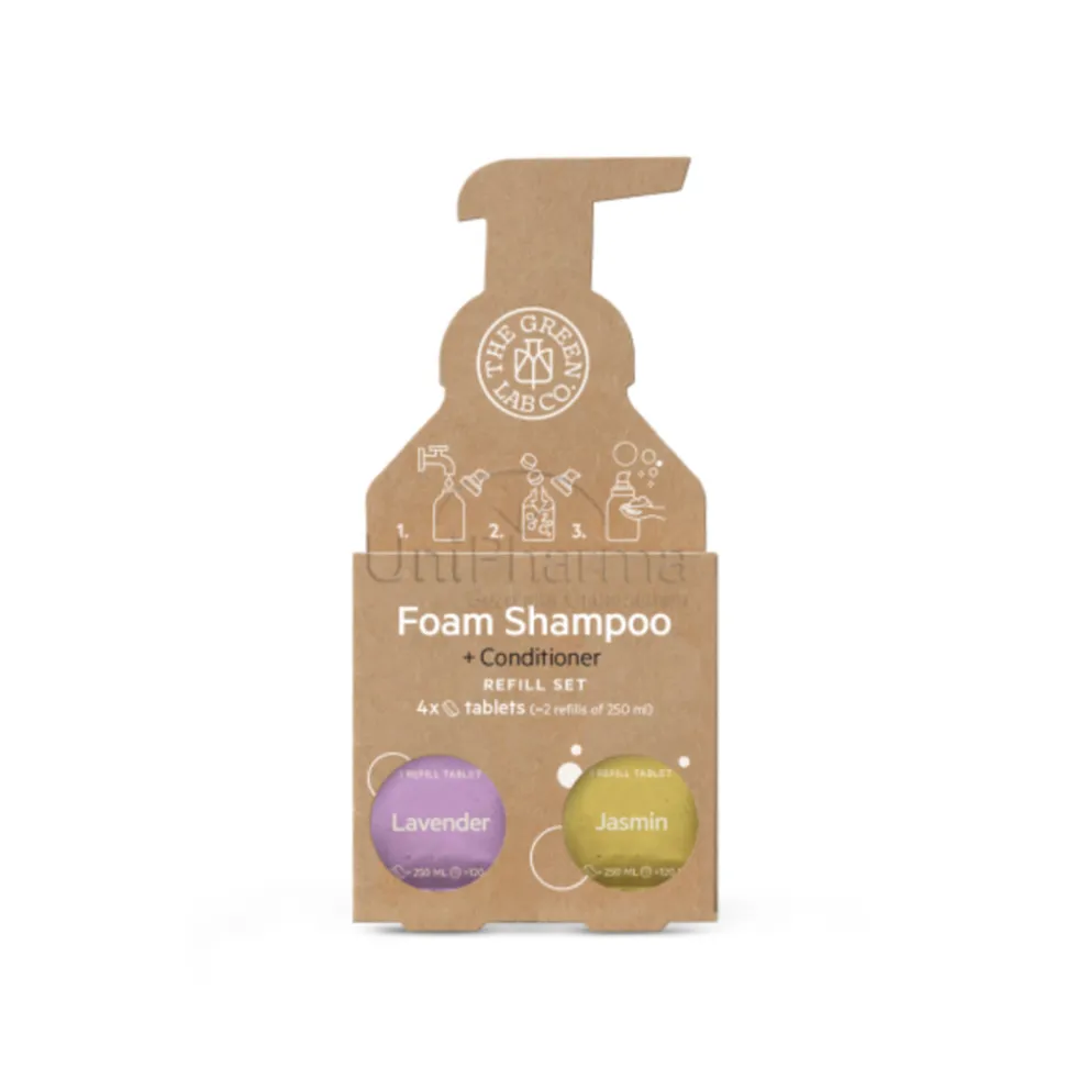 The Green Lab Co Navul Set Schuimende Shampoo Tabletten Lavendel & Jasmijn 4 stuks