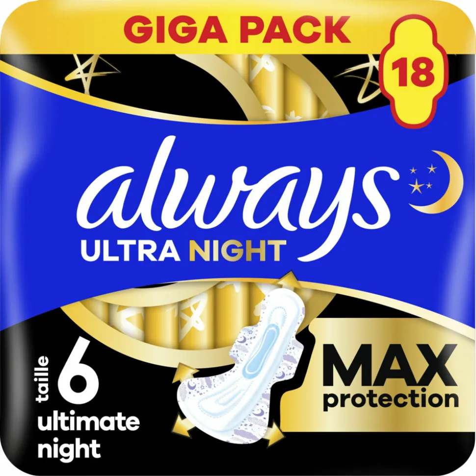3x Always Maandverband Ultra Ultimate Night 18 stuks