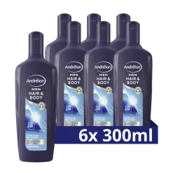 6x Andrélon Shampoo Hair & Body For Men 300 ml