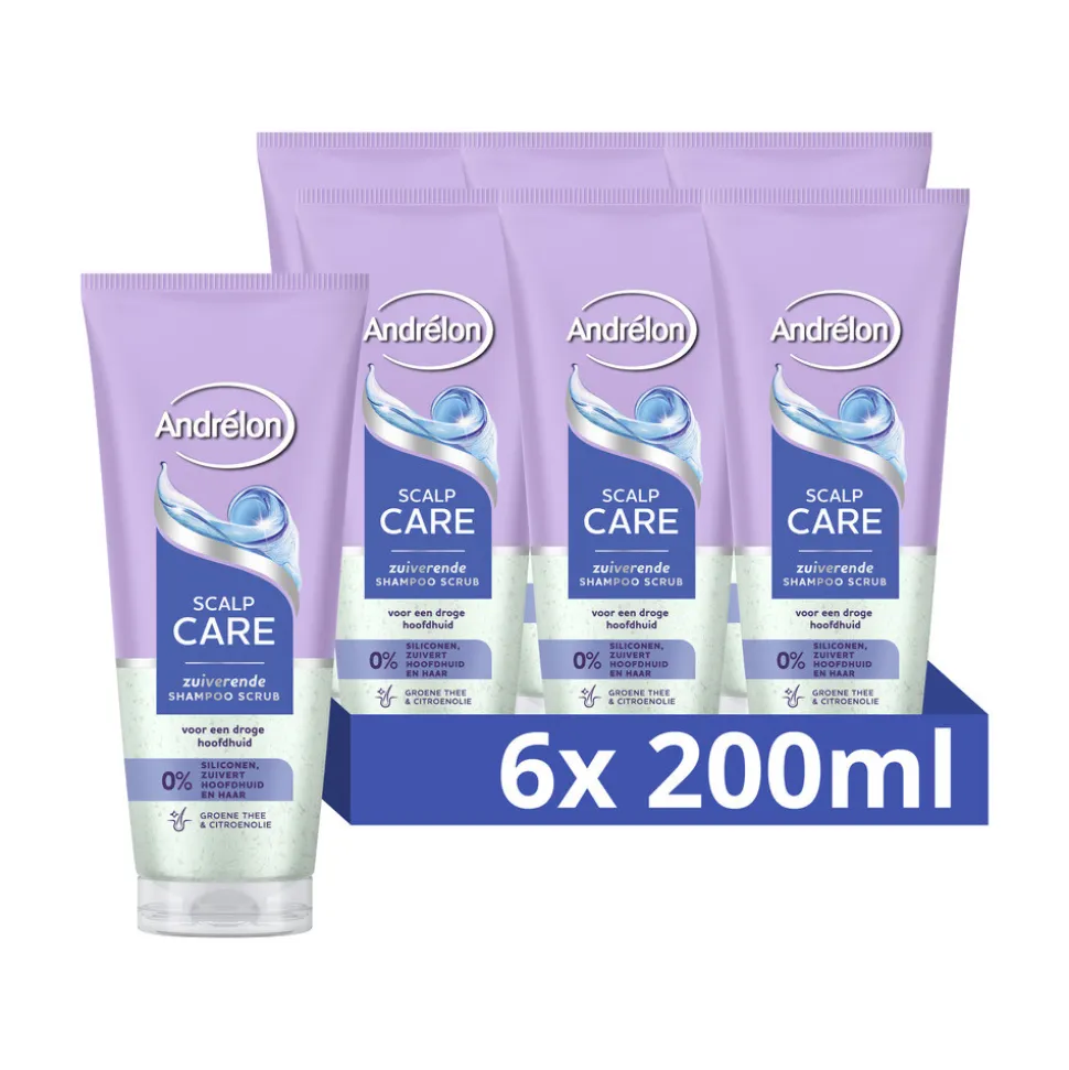 6x Andrélon Shampoo Scrub Anti Roos 200 ml