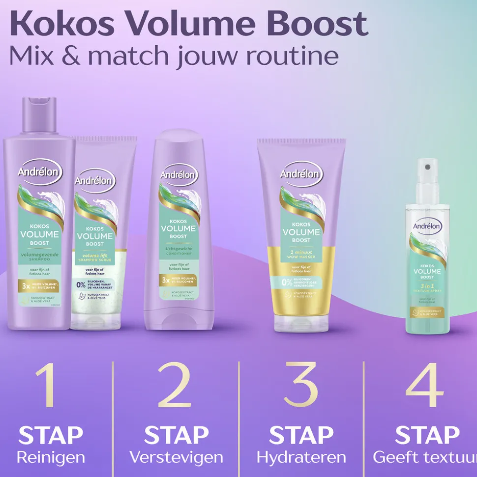6x Andrélon WOW Masker Kokos Volume Boost 180 ml