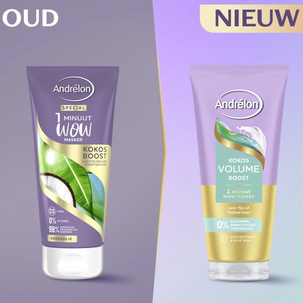 6x Andrélon WOW Masker Kokos Volume Boost 180 ml