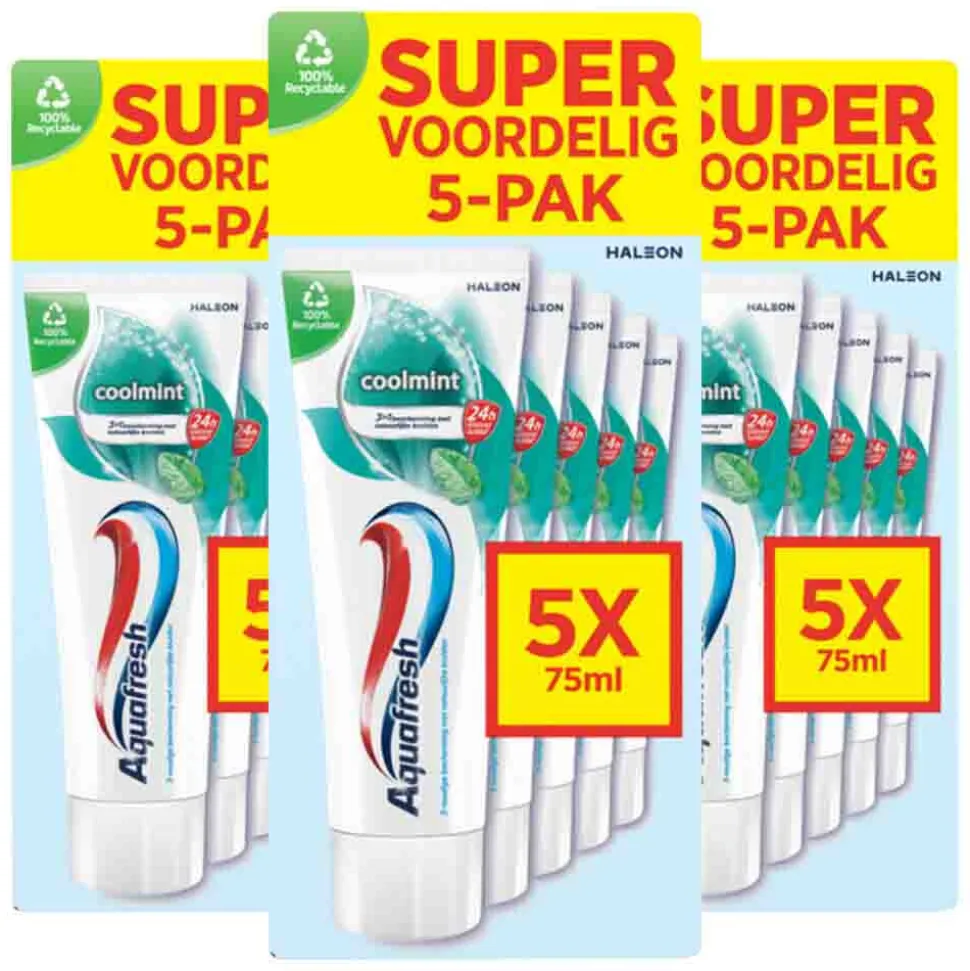 3x Aquafresh 5-pack Tandpasta Coolmint 5 x 75 ml