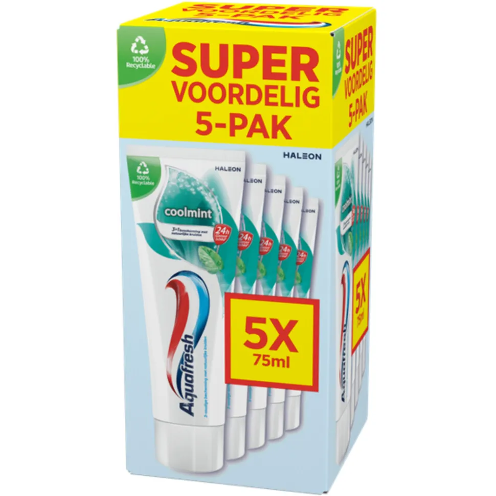 3x Aquafresh 5-pack Tandpasta Coolmint 5 x 75 ml