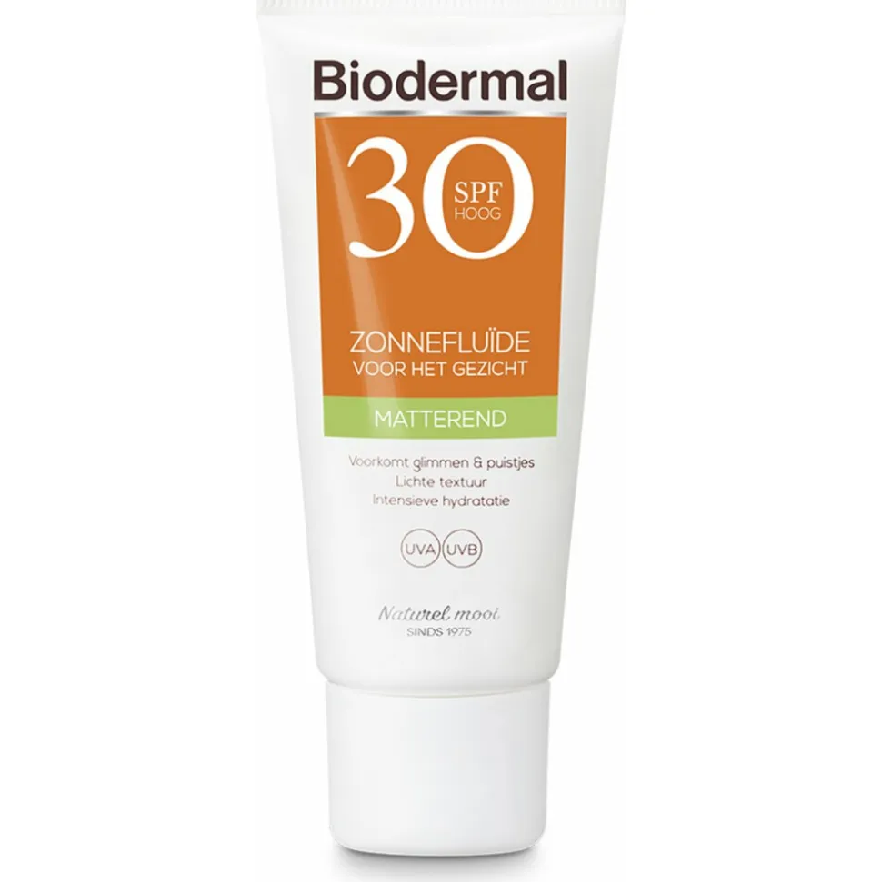 2x Biodermal Zonnefluïde Gezicht Matterend SPF 30 40 ml
