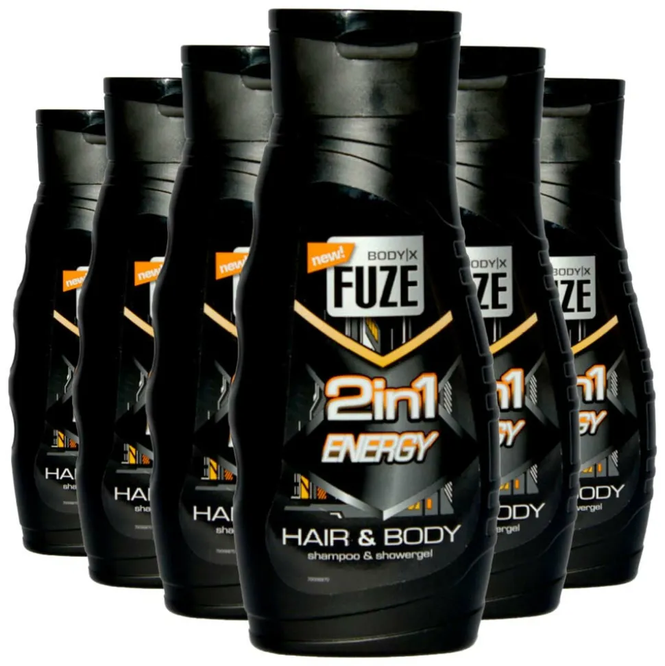 6x Body-X Fuze Douchegel Hair & Body Energy 300 ml