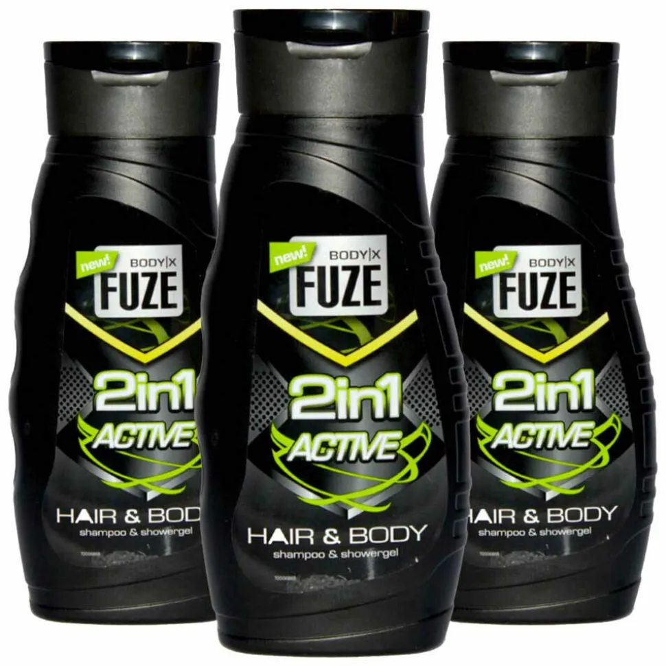 3x Body-X Fuze Douchegel Hair & Body Active 300 ml