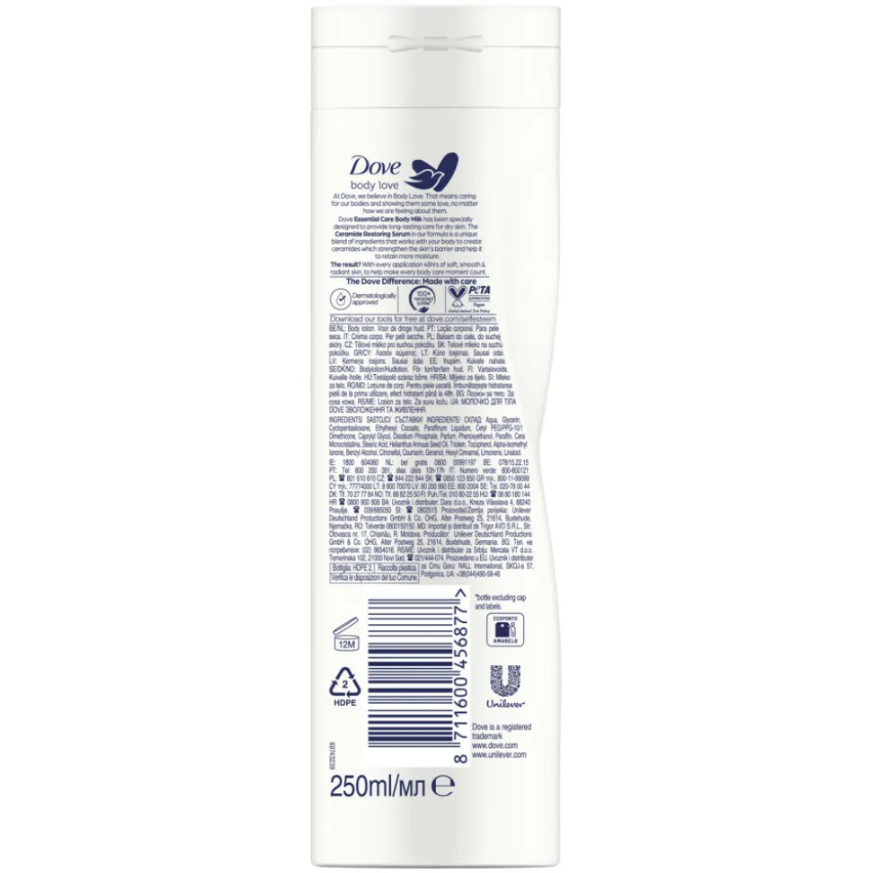 6x Dove Bodylotion Essential Care 250 ml