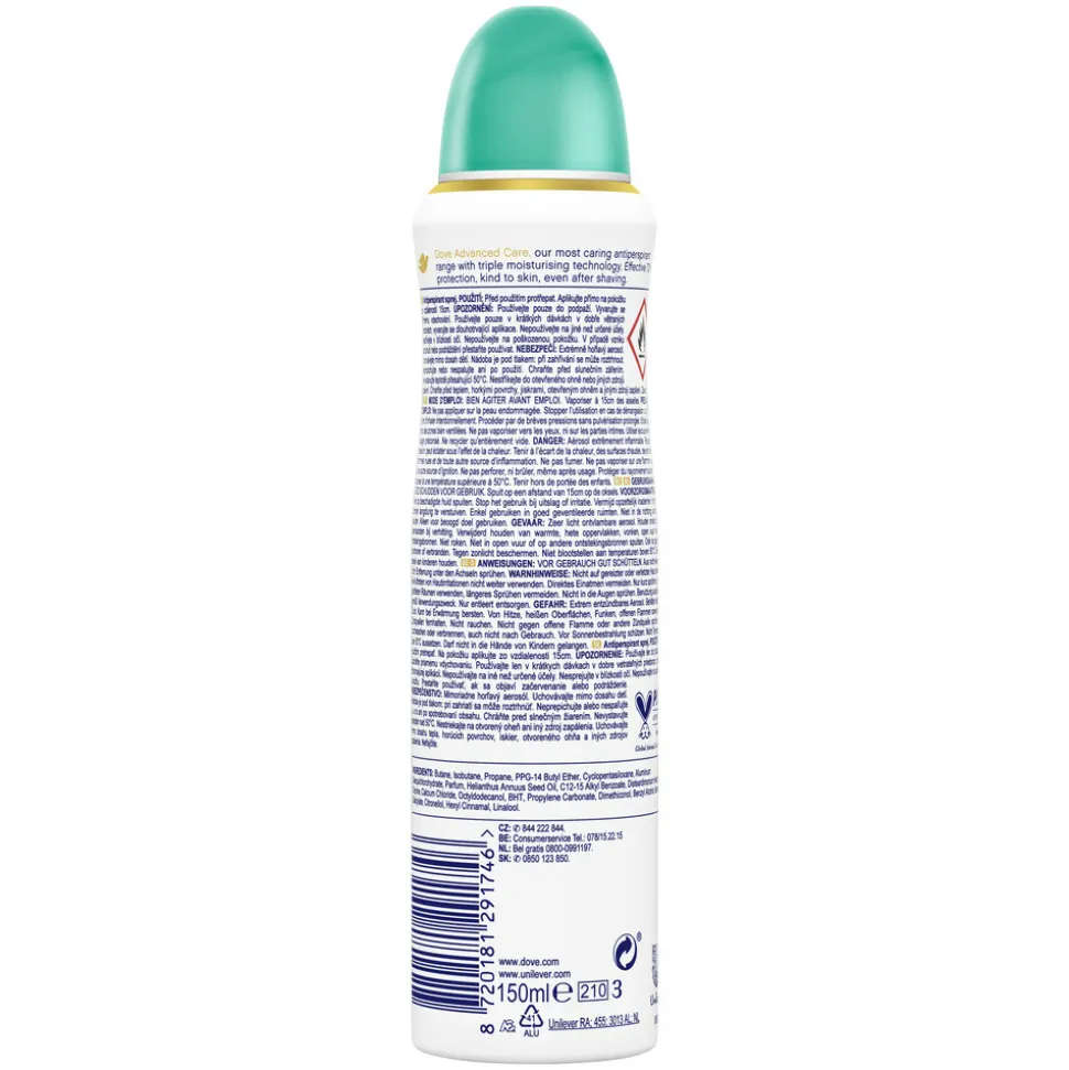 6x Dove Deodorant Spray Advanced Care Peer & Aloe Vera 150 ml